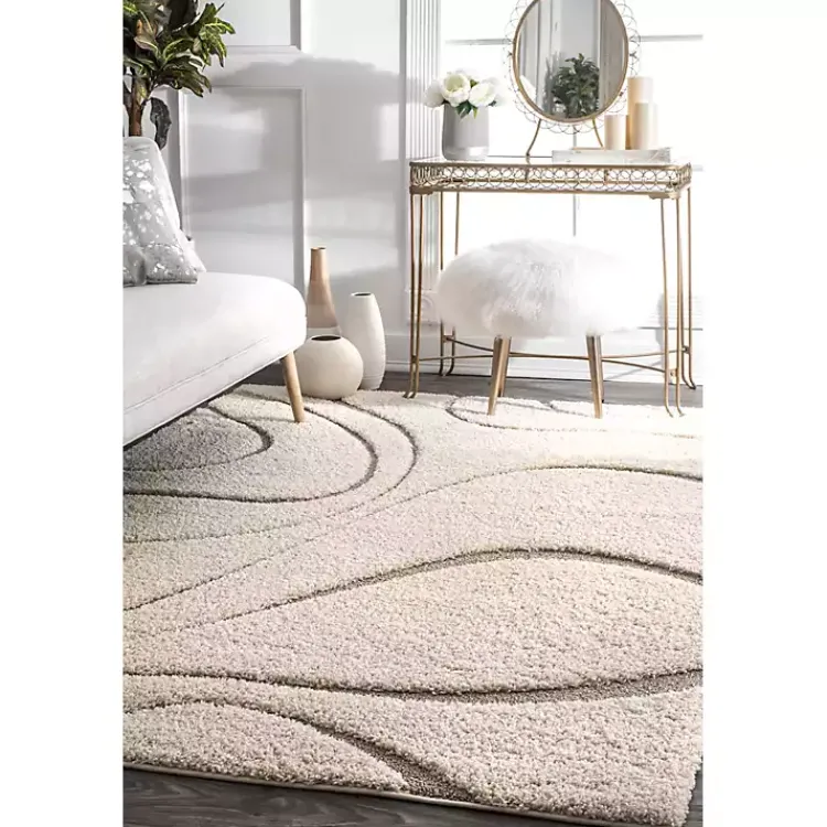 Area Rugs-Kirklands Home Ivory Swirl Carolyn Area Rug, 5x8