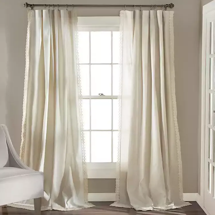 Curtains & Drapes-Kirklands Home Rosalie Curtain Panel Set, 108 in. Ivory