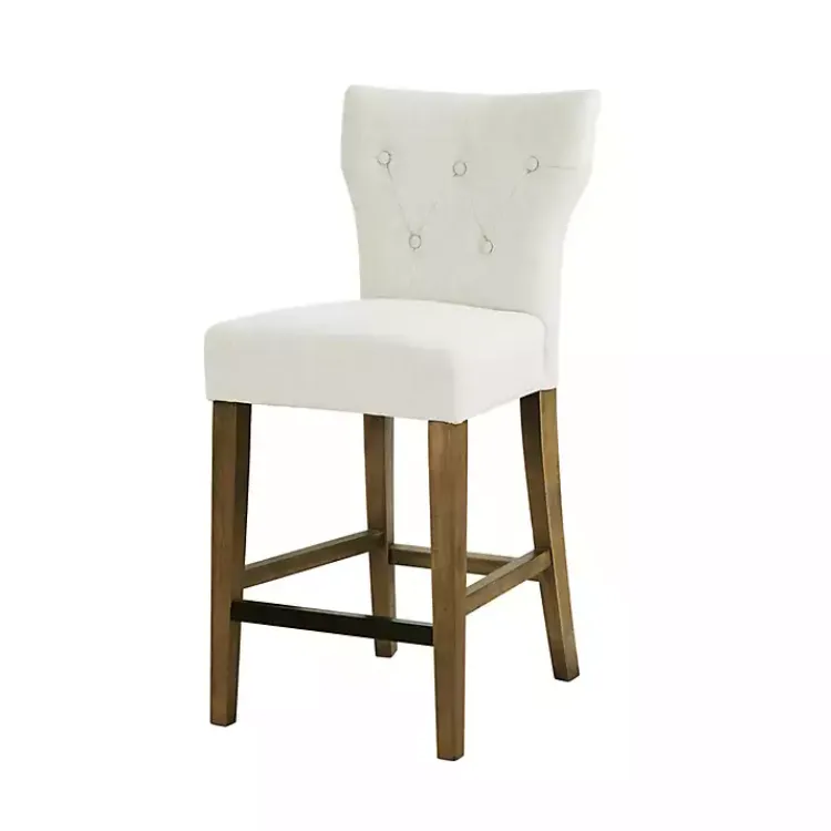 Bar Stools & Counter Height Stools-Kirklands Home Ivory Harrison Tufted Counter Stool White