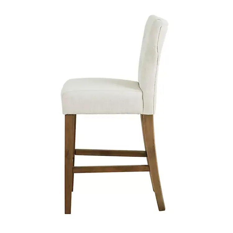 Bar Stools & Counter Height Stools-Kirklands Home Ivory Harrison Tufted Counter Stool White