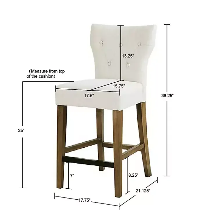 Bar Stools & Counter Height Stools-Kirklands Home Ivory Harrison Tufted Counter Stool White