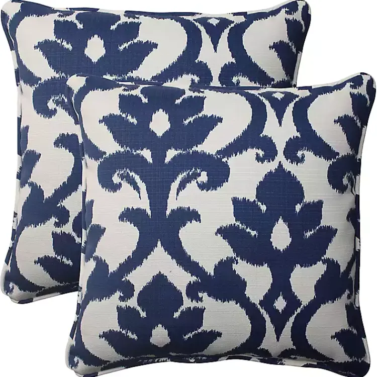 Outdoor Cushions & Pillows-Kirklands Home Navy Bosco Outdoor Pillows, Set of 2 Blue