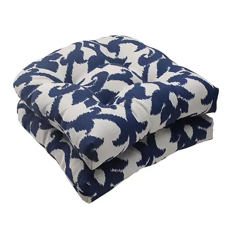 Outdoor Cushions & Pillows-Kirklands Home Navy Bosco Outdoor Wicker Cushions, Set of 2 Blue