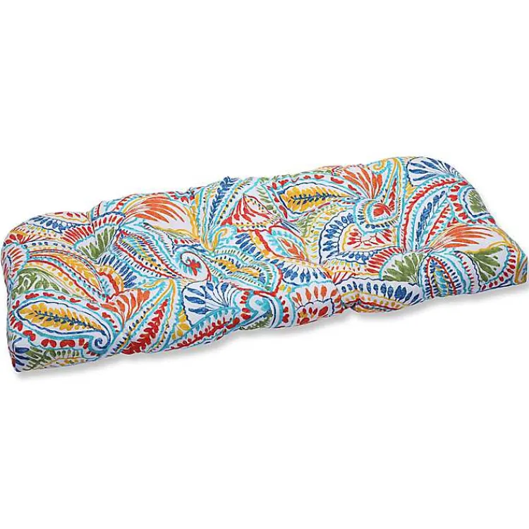 Outdoor Cushions & Pillows-Kirklands Home Multicolor Ummi Wicker Loveseat Cushion