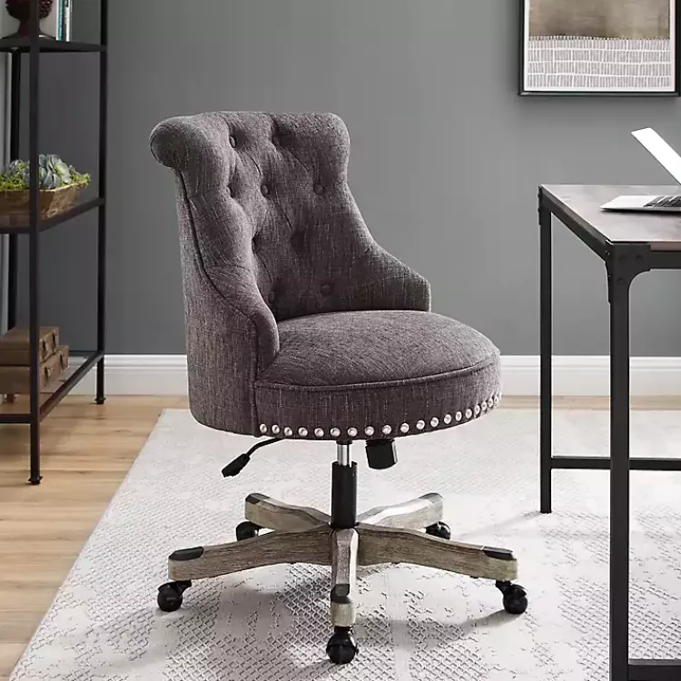 Office Furniture-Kirklands Home Charcoal Miller Tufted Office Chair Gray