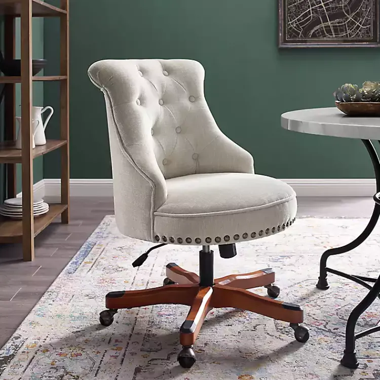 Office Furniture-Kirklands Home Natural Miller Tufted Office Chair Tan