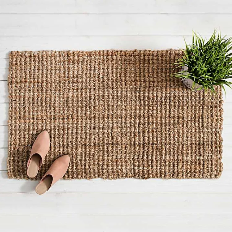 Accent Rugs-Kirklands Home Handspun Jute Boucle Scatter Rug Brown