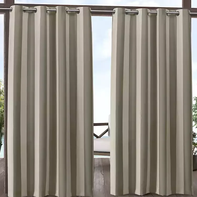 Outdoor Curtains-Kirklands Home Taupe Canopy Outdoor Curtain Panel Set, 96 in. Tan