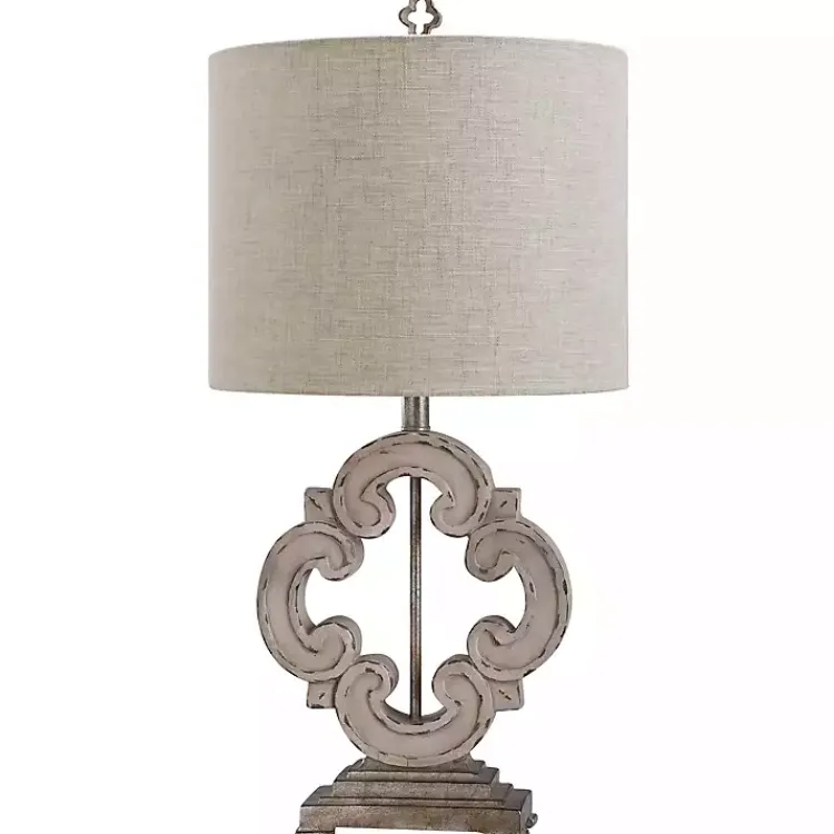 Table Lamps-Kirklands Home Cream Tuscany Sculptured Base Table Lamp White