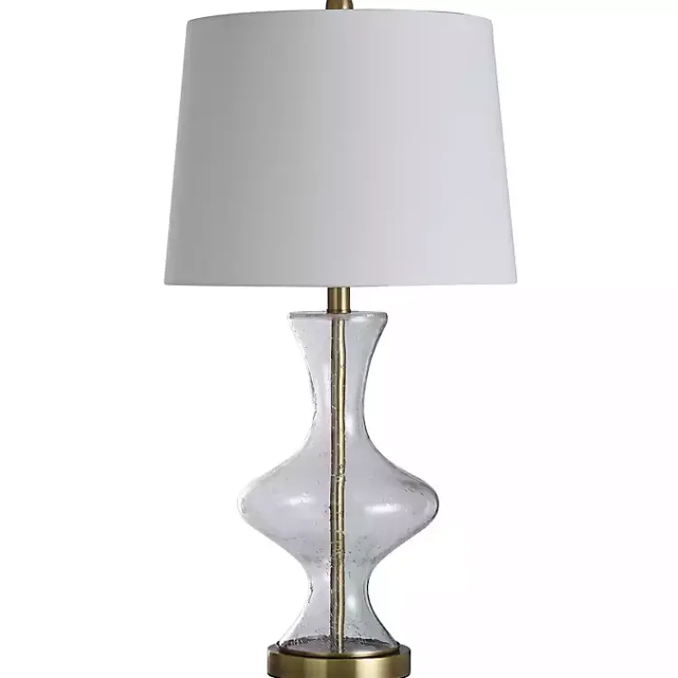 Table Lamps-Kirklands Home Seeded Glass and Gold Table Lamp White