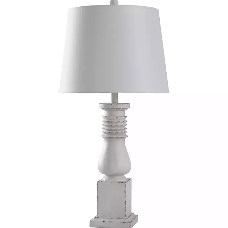 Table Lamps-Kirklands Home Distressed Asher Table Lamp White