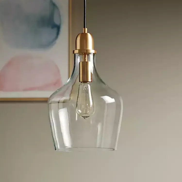 Chandeliers & Pendant Lighting-Kirklands Home Glass Avalon Pendant Light Gold