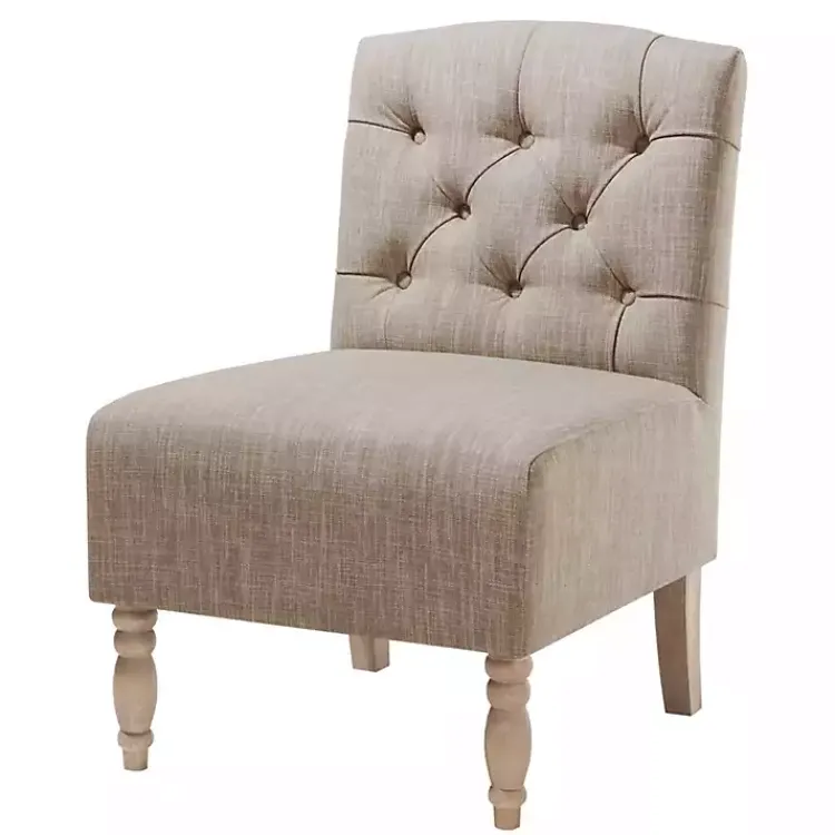 Accent Chairs-Kirklands Home Beige Luna Tufted Armless Accent Chair Gray