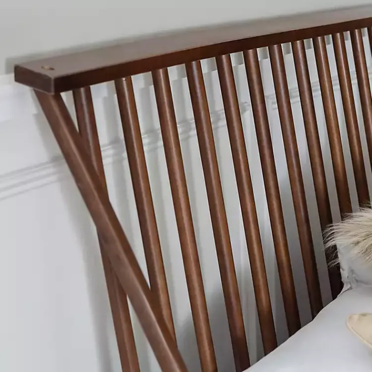 Beds & Headboards-Kirklands Home Walnut Mid-Century Modern Queen Bed Frame Brown