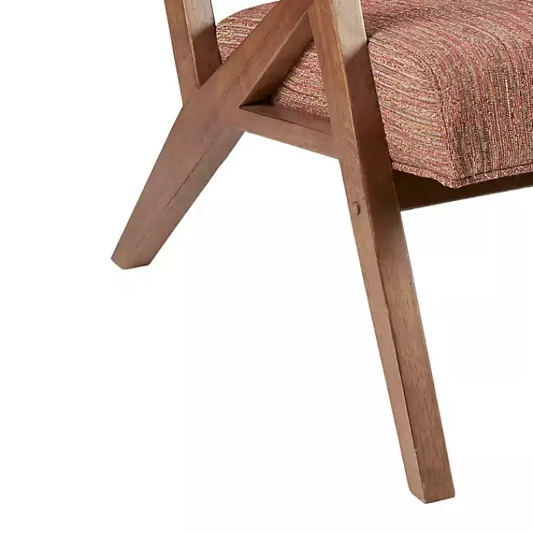 Accent Chairs-Kirklands Home Mid-Century Pecan Finish Accent Chair Orange