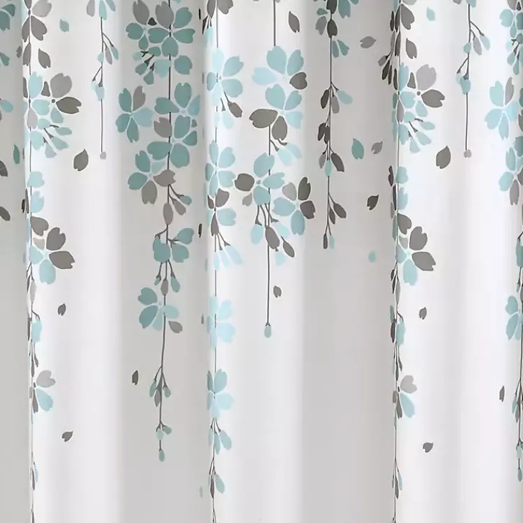 Shower Curtains-Kirklands Home and Gray Weeping Flower Shower Curtain Blue