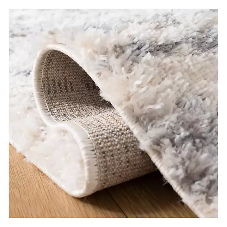 Area Rugs-Kirklands Home Cream and Navy Moroccan Fringe Shag Rug, 5x7