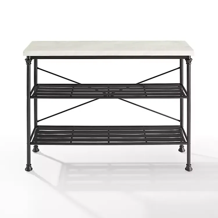 Console Tables-Kirklands Home Faux Marble Top 3-Tier Melody Console Table Black