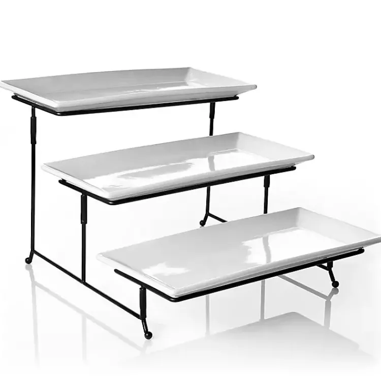 Serving & Entertaining-Kirklands Home 3-Tier Serving Plates White