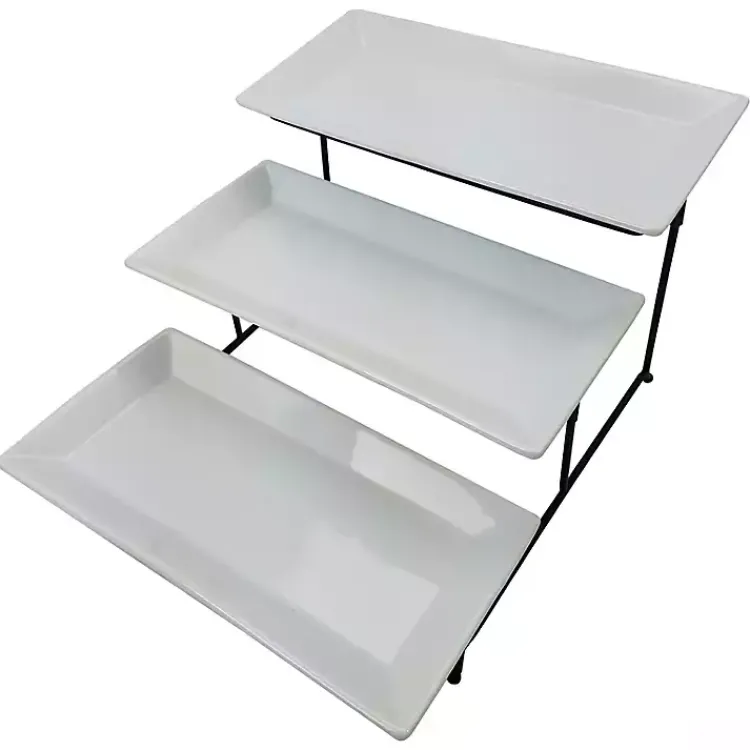 Serving & Entertaining-Kirklands Home 3-Tier Serving Plates White