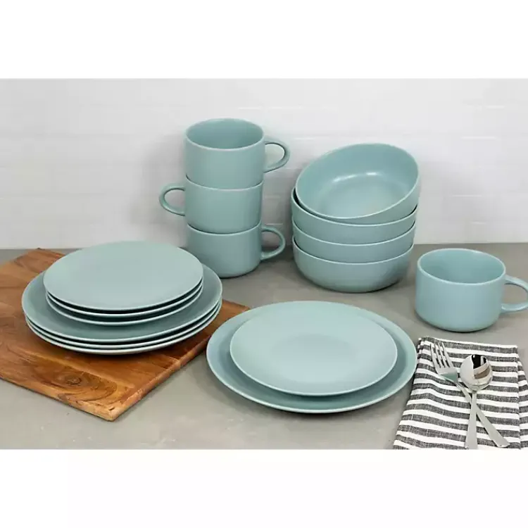 Dinnerware-Kirklands Home Matte Mineral Kera 16-pc. Dinnerware Set Blue