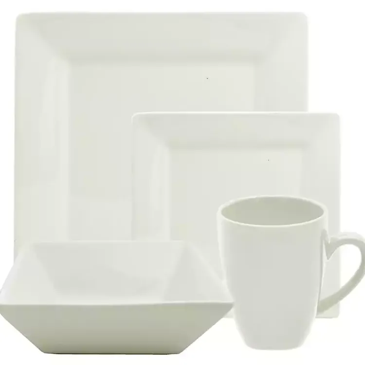 Dinnerware-Kirklands Home Nordic Square 16-pc. Dinnerware Set White