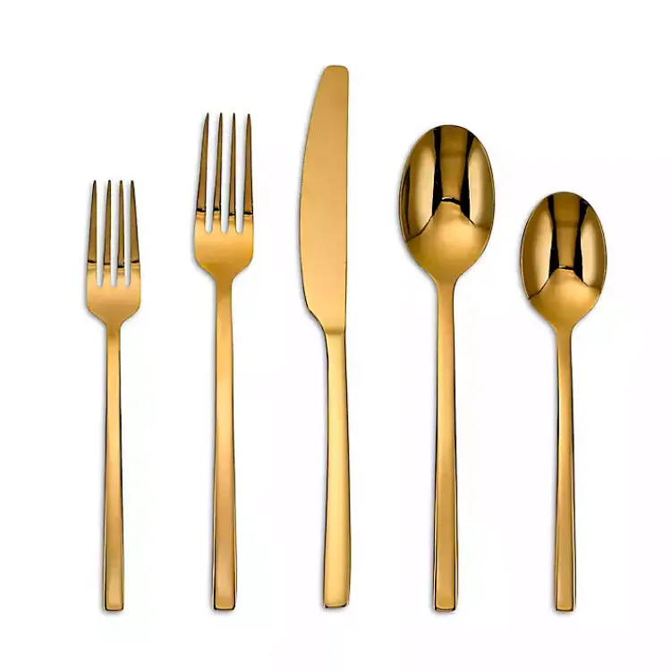 Flatware & Cutlery-Kirklands Home Satin Baker 20-pc. Flatware Set Gold