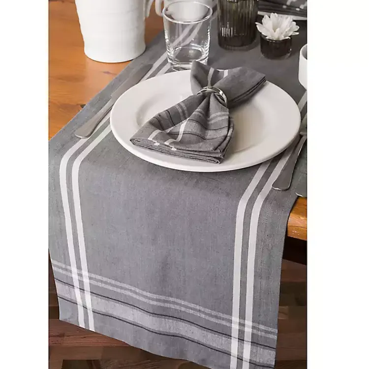 Table Linens-Kirklands Home French Chambray Table Runner Gray