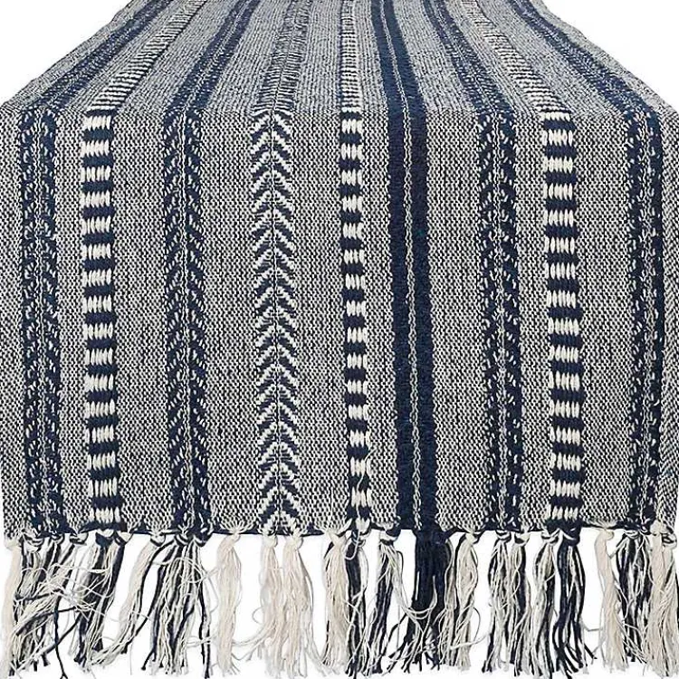 Table Linens-Kirklands Home Navy Braided Stripe Table Runner, 108 in. Blue