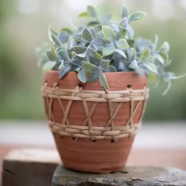 Planters-Kirklands Home Woven Diamond Terracotta Planter Tan