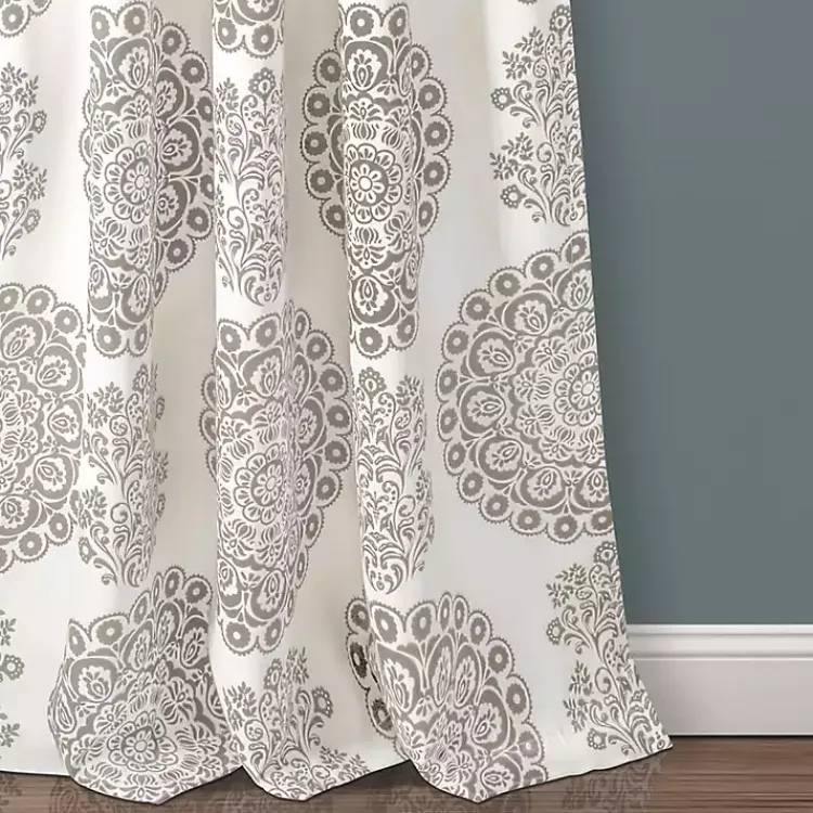 Curtains & Drapes-Kirklands Home Evie Medallion Curtain Panel Set, 95 in. Tan