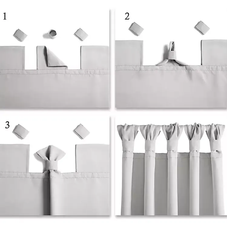 Curtains & Drapes-Kirklands Home Knotted Curtain Panel Set, 84 in. Blue