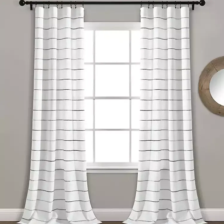 Curtains & Drapes-Kirklands Home Gray Ombre Stripe Curtain Panel Set, 95 in.