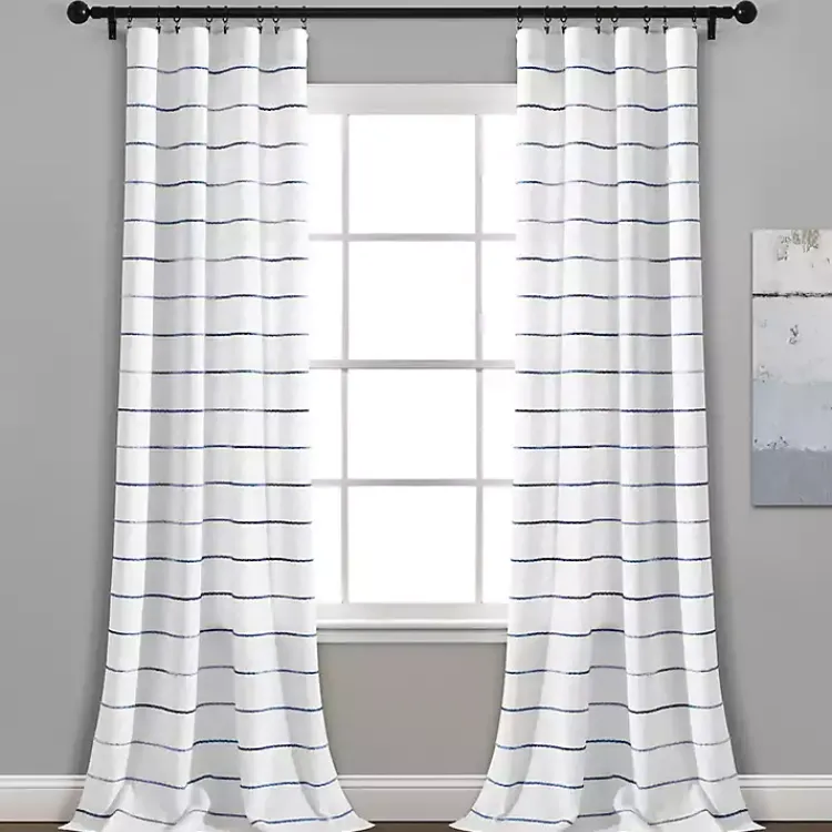 Curtains & Drapes-Kirklands Home Navy Ombre Stripe Curtain Panel Set, 95 in.