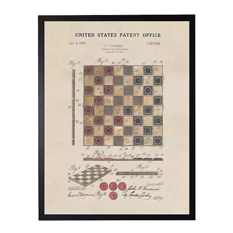Framed Art-Kirklands Home Watercolor Vintage Checkers Framed Art Print
