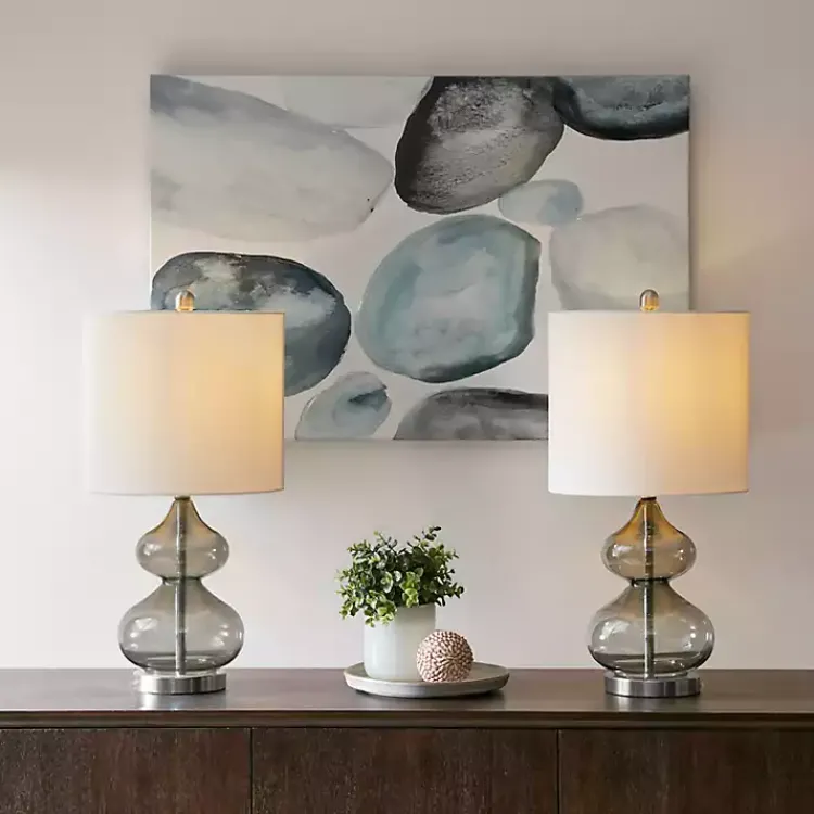 Table Lamps-Kirklands Home Curved Glass Table Lamps, Set of 2 Gray