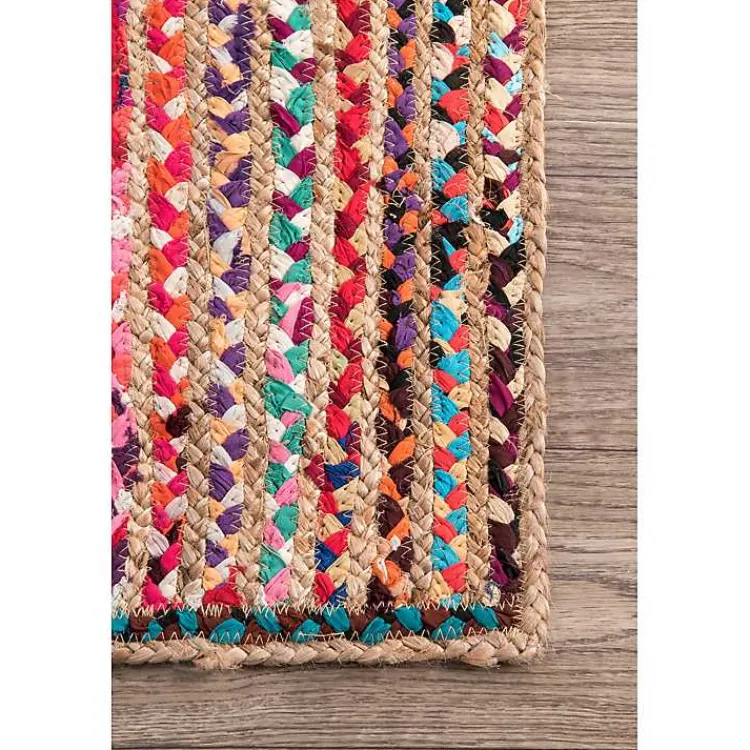Area Rugs-Kirklands Home -Color Braided Jute and Cotton Area Rug, 5x8 Multi