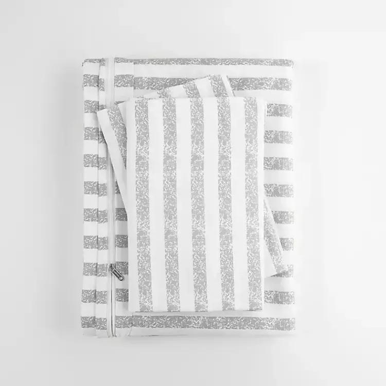 Duvets-Kirklands Home Light Gray Stripes 3-pc. Queen Duvet Cover Set