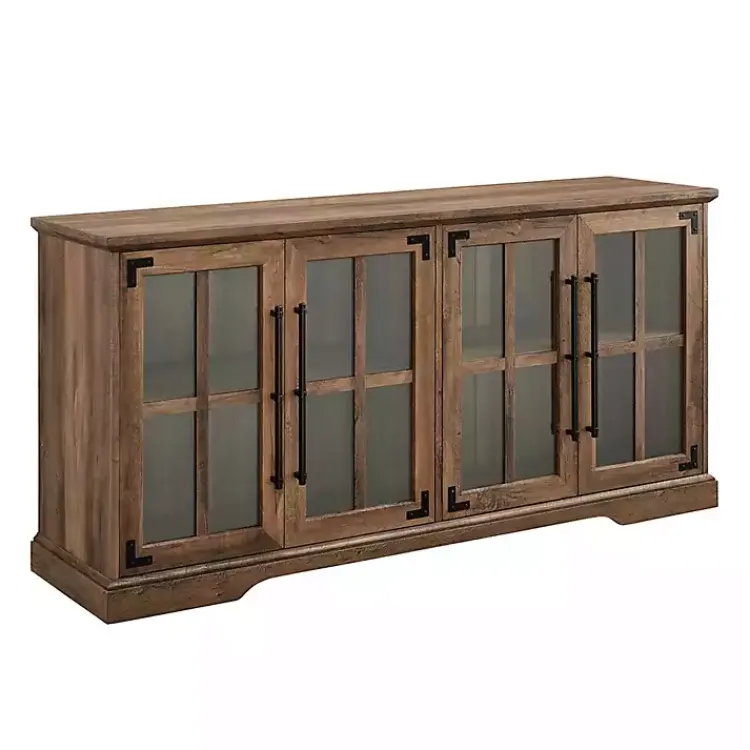 Tv Stands & Media Consoles-Kirklands Home Rustic Oak Window 4-Door TV Stand Brown