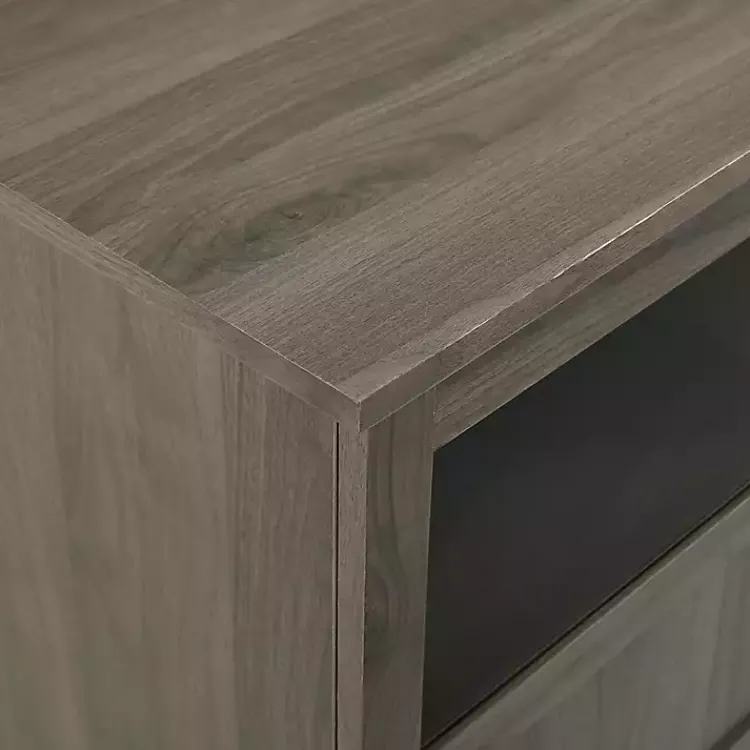 Tv Stands & Media Consoles-Kirklands Home Slate Glass Paneled Door TV Stand Gray