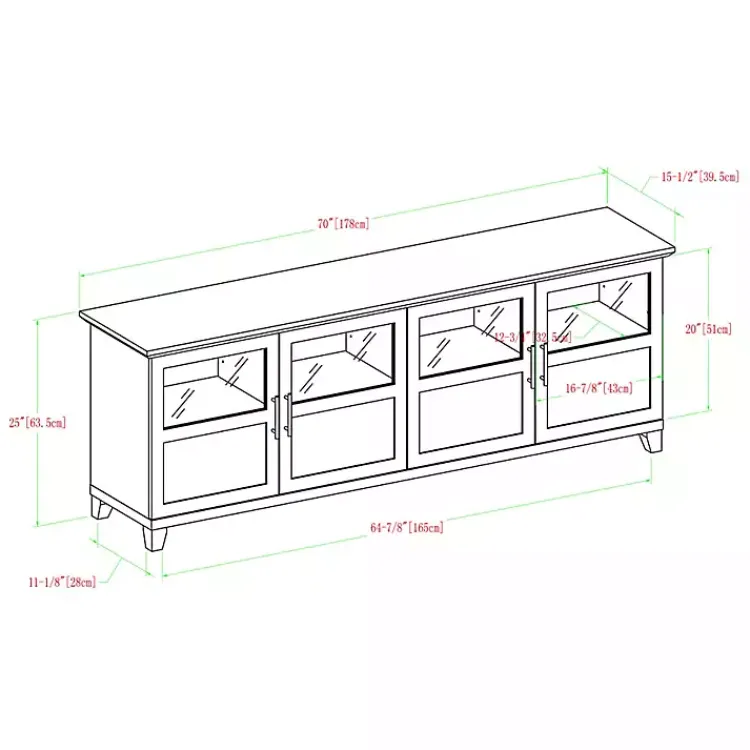 Tv Stands & Media Consoles-Kirklands Home Slate Glass Paneled Door TV Stand Gray