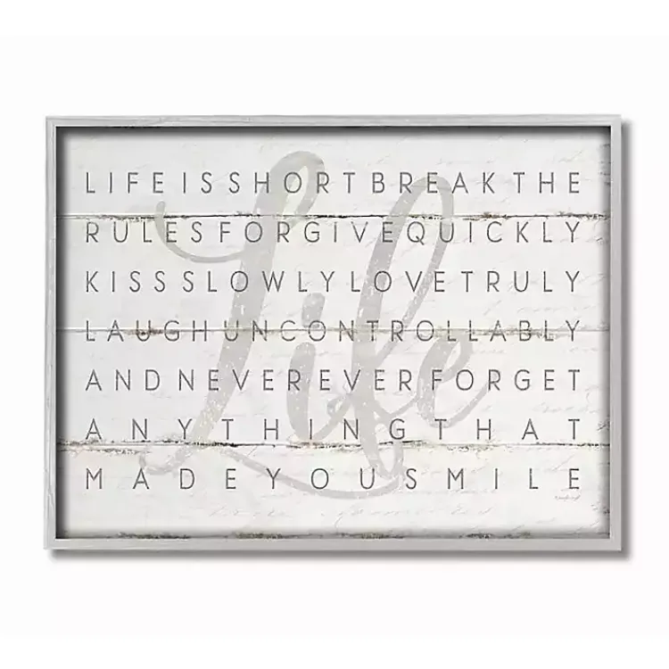 Wall Quotes & Signs-Kirklands Home Life Is Short Framed Wall Plaque White