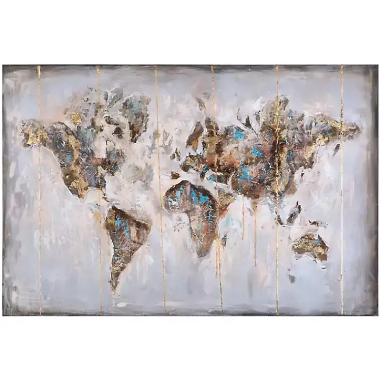 Canvas Art-Kirklands Home Glittering Abstract World Map Art Print, 47x32 in.