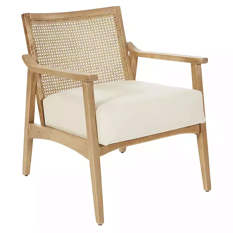 Accent Chairs-Kirklands Home Linen Wash Cane Back Alina Armchair Ivory