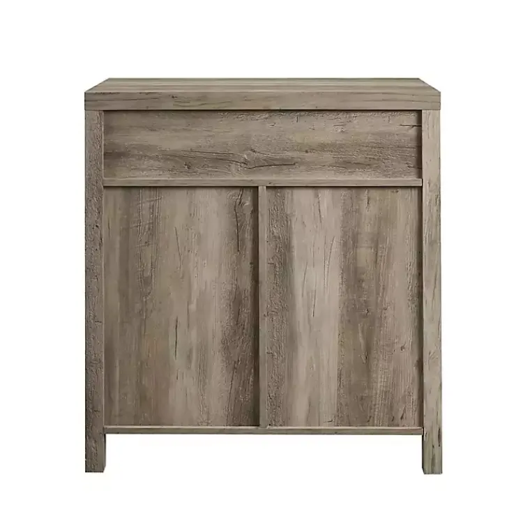 Cabinets & Sideboards-Kirklands Home Wash Wooden and Metal Barn Door Cabinet Gray