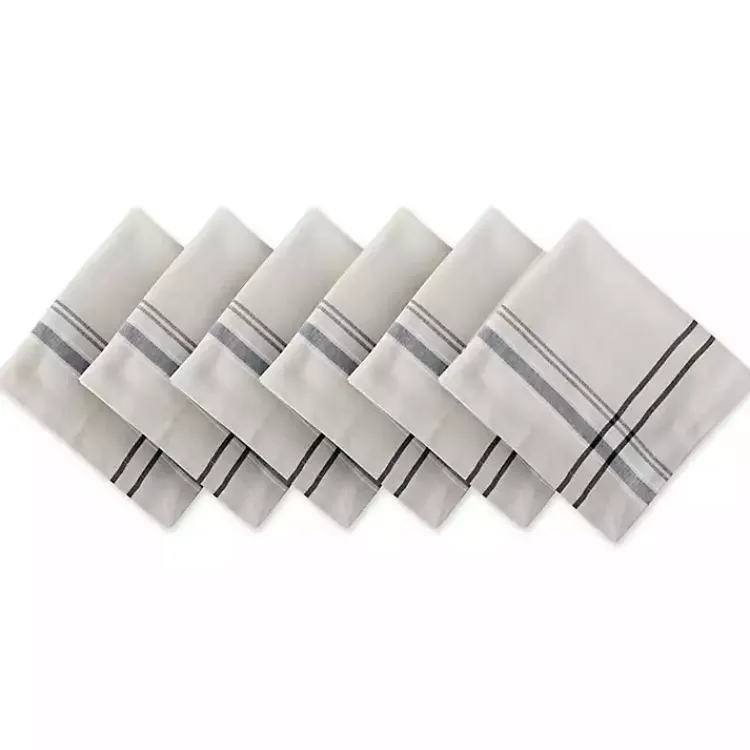 Table Linens-Kirklands Home French Stripe Napkins, Set of 6 Black