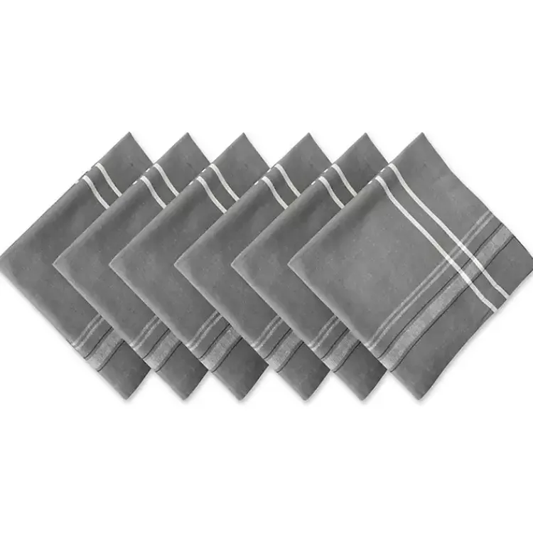Table Linens-Kirklands Home Chambray French Stripe Napkins, Set of 6 Gray