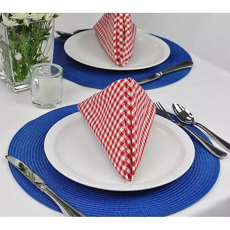 Table Linens-Kirklands Home Nautical Solid Round Placemats, Set of 6 Blue