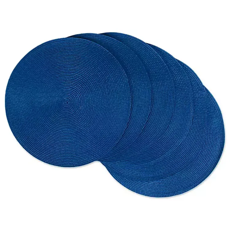 Table Linens-Kirklands Home Nautical Solid Round Placemats, Set of 6 Blue