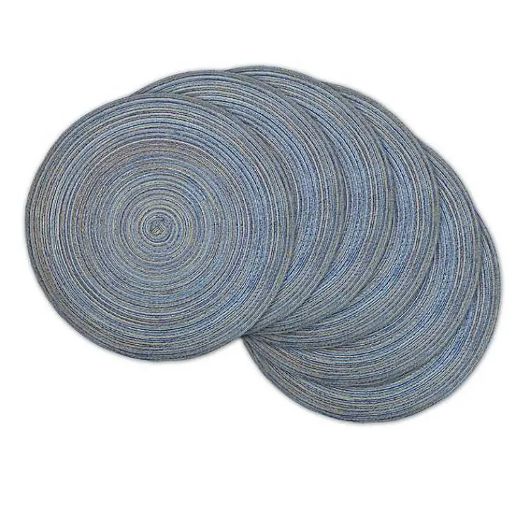 Table Linens-Kirklands Home Variegated Round Placemats, Set of 6 Blue